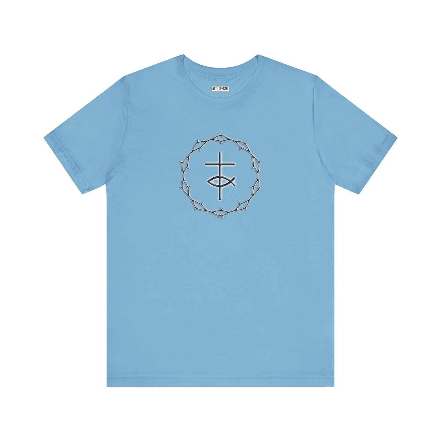 Circle of Thorns & Cross with Fish Unisex Jersey Short Sleeve Tee