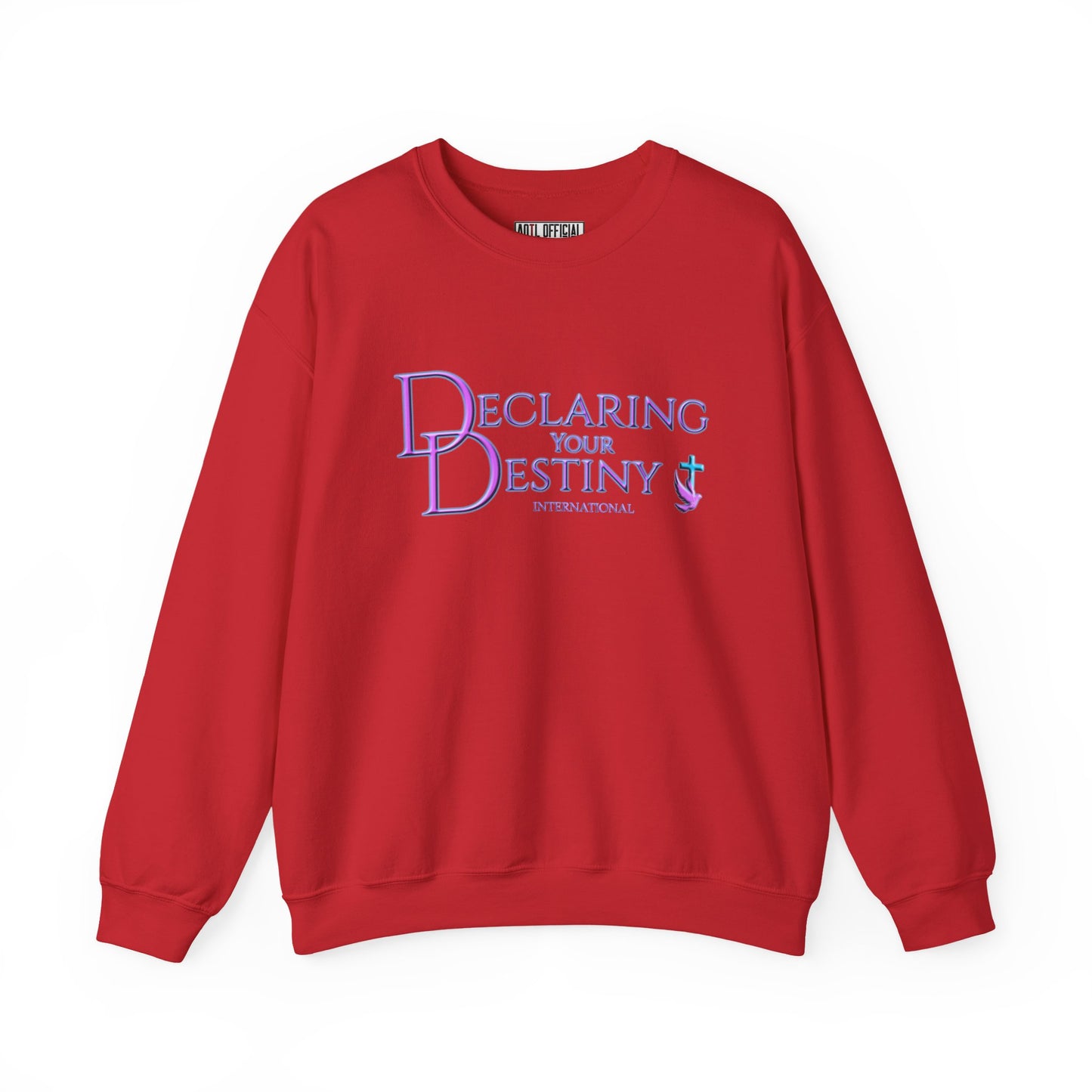 Declaring Your Destiny Purple & Teal logo/ 2 Corinthians 5:7 Unisex Heavy Blend™ Crewneck Sweatshirt