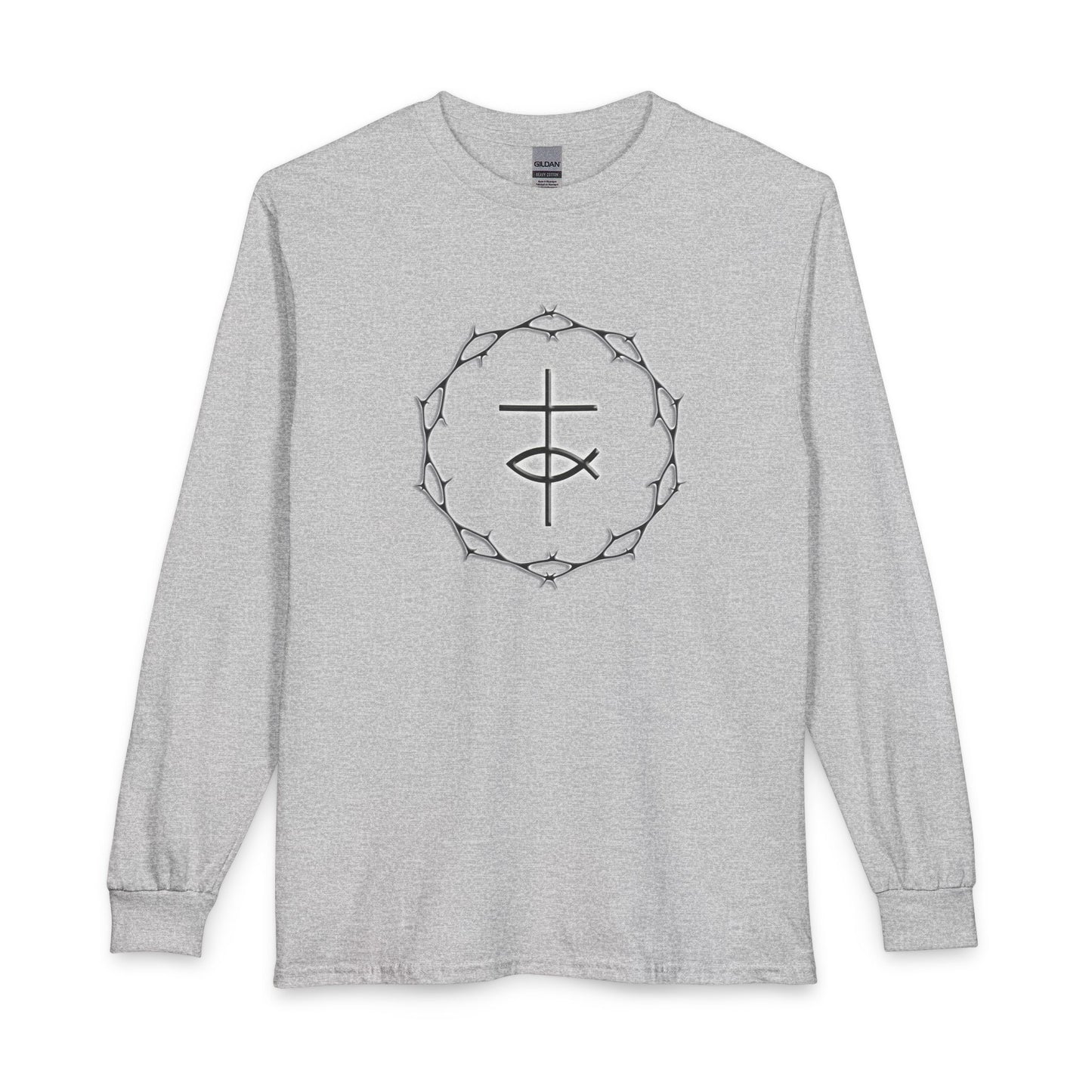 Circle of Thorns & Cross Christian Long Sleeve Shirt