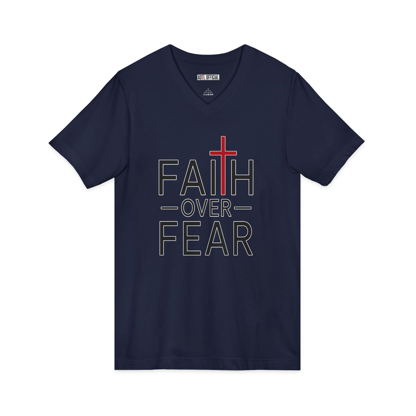 Faith Over Fear Christian V-Neck Tee