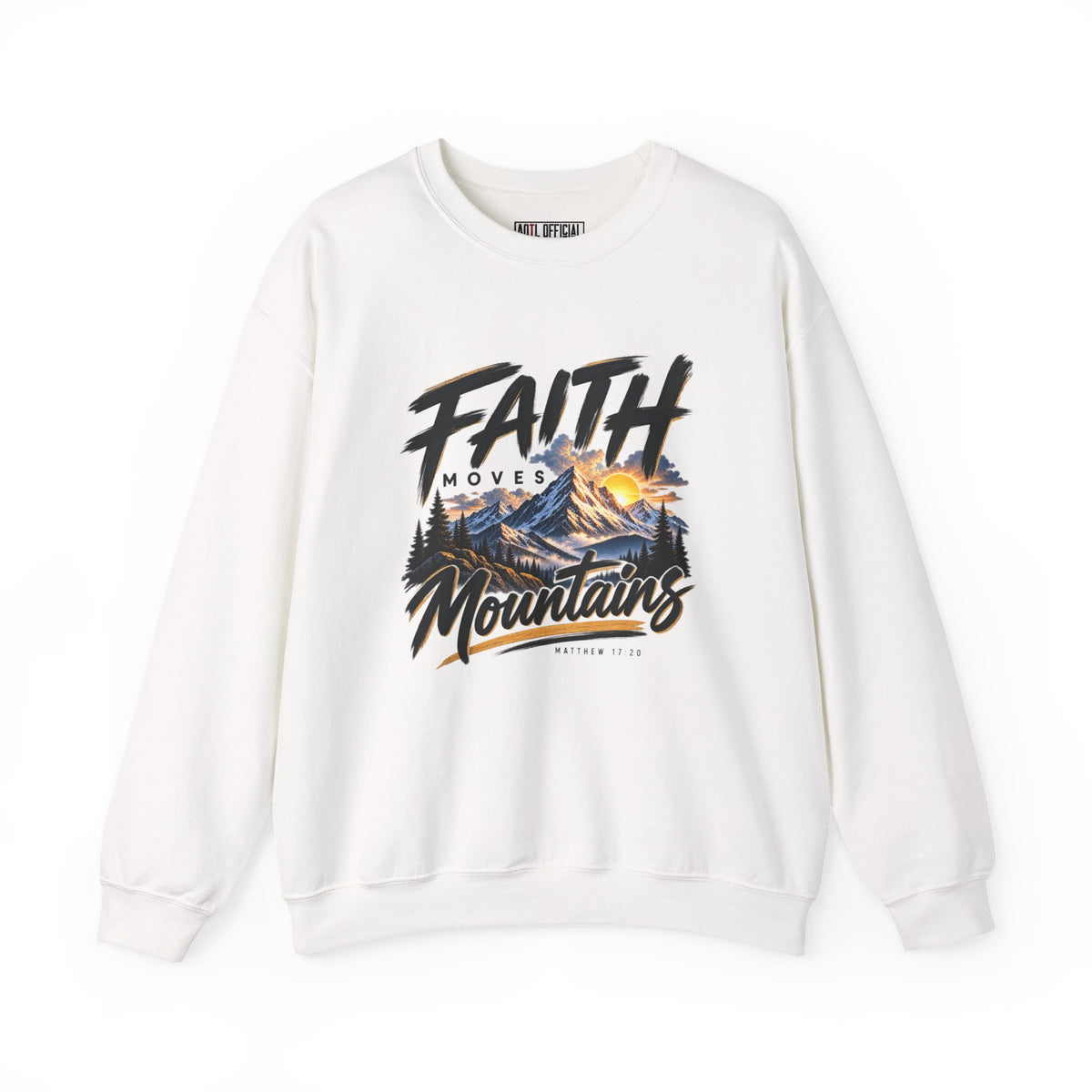 Faith Moves Mountains Christian  Sweatshirt. Inspired by Matthew 17:20,a powerful reminder that faith as small as a mustard seed can accomplish the impossible. 