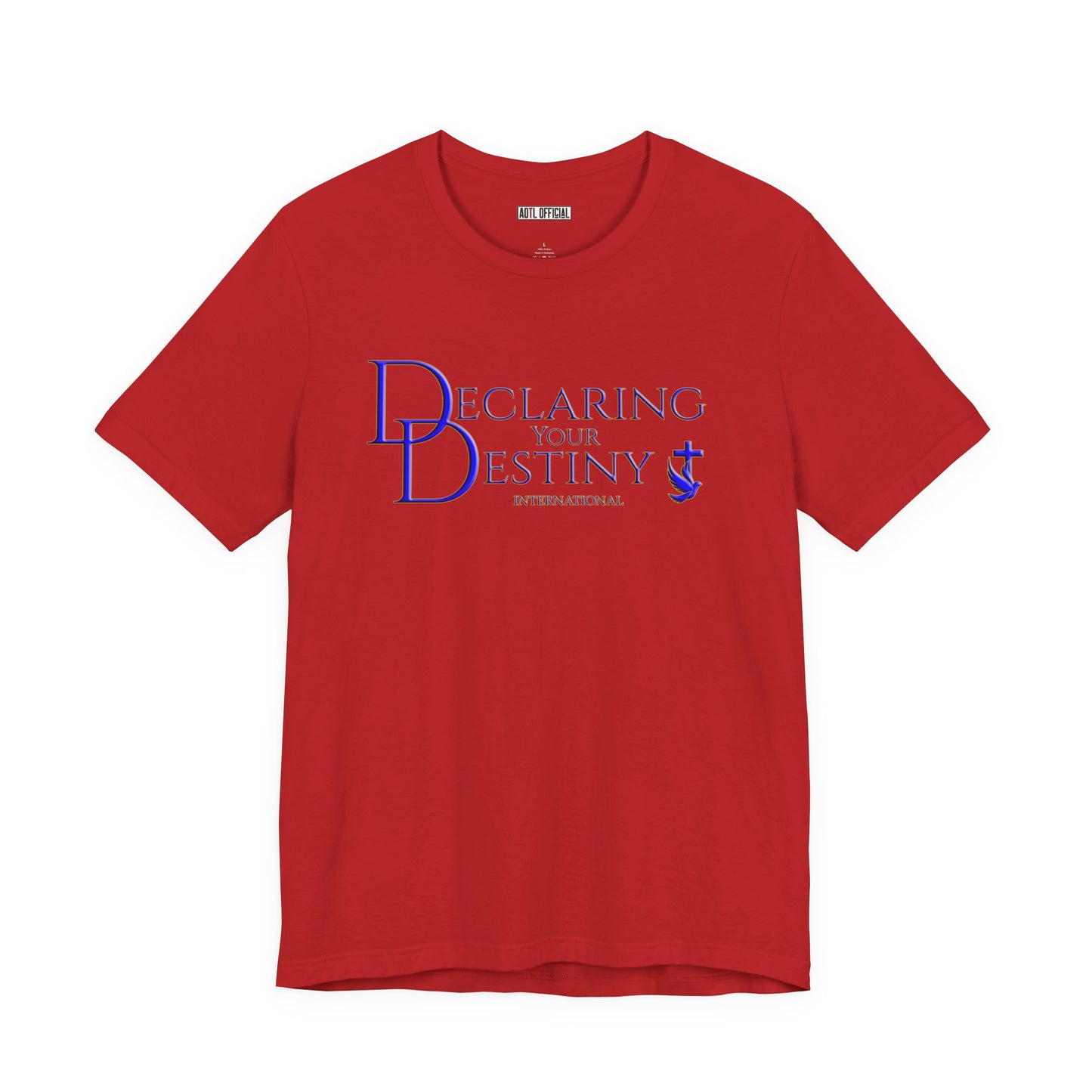 Declaring Your Destiny Blue & Gold logo/ Alpha & Omega Jesus Walking On Water t-shirt
