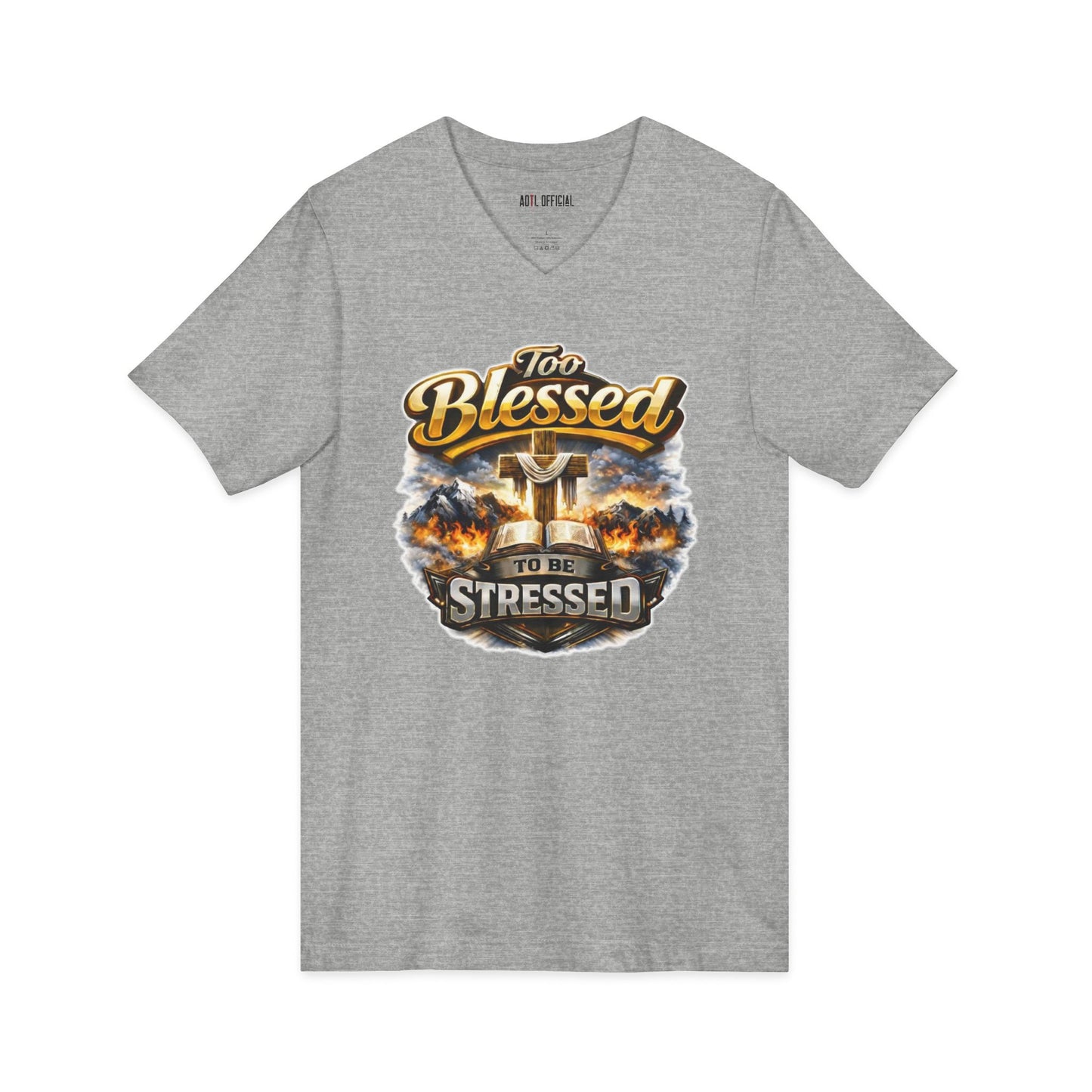 Too Blessed To Be Stressed  V-Neck Tee