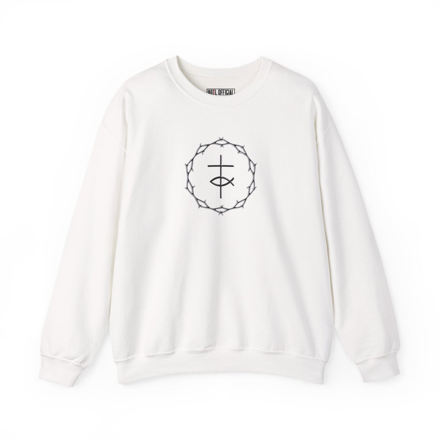 Circle of Thorns, Cross & Fish Unisex Heavy Blend™ Crewneck Sweatshirt