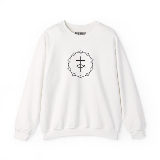Circle of Thorns, Cross & Fish Unisex Heavy Blend™ Crewneck Sweatshirt