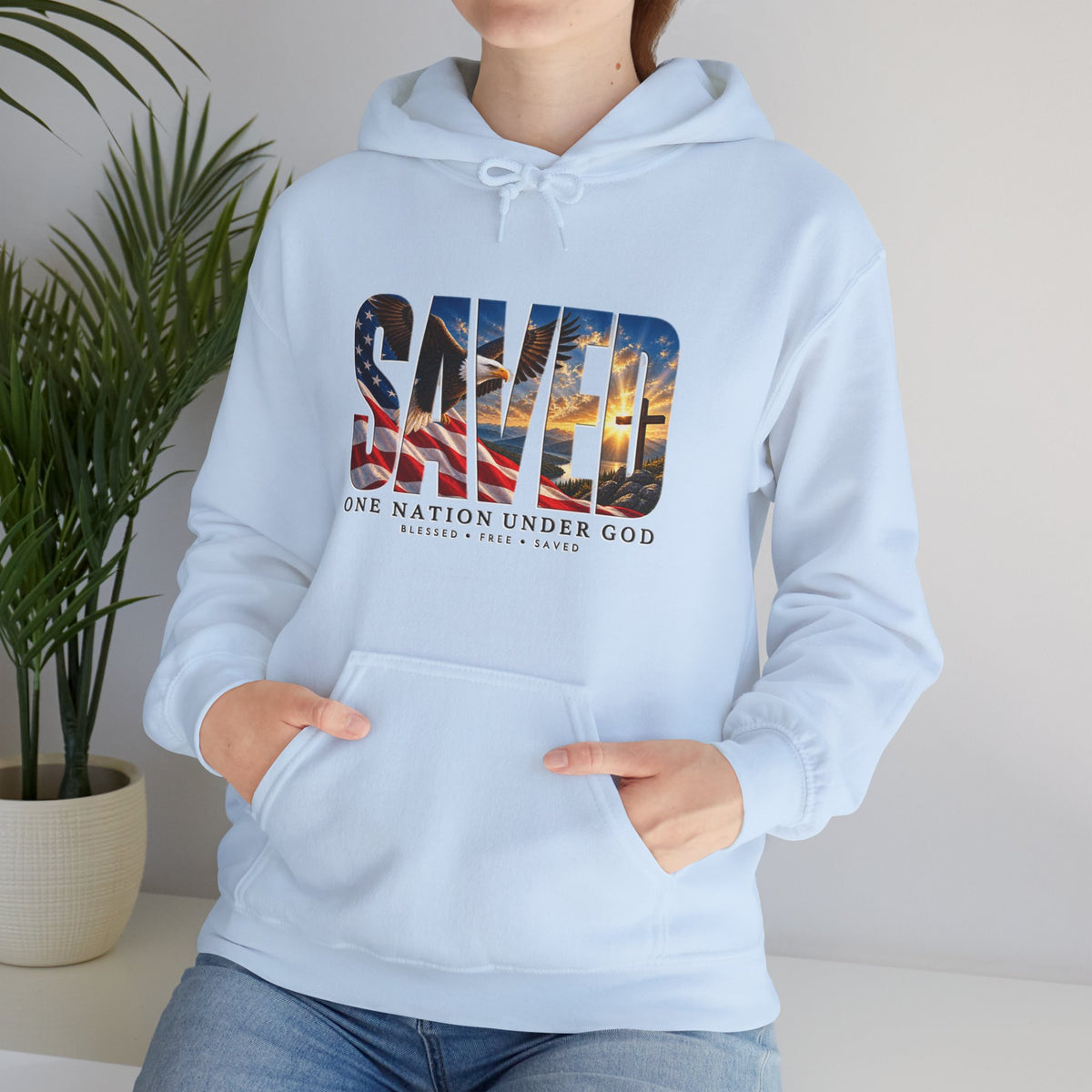 Saved-One Nation Under God Christian Hoodie