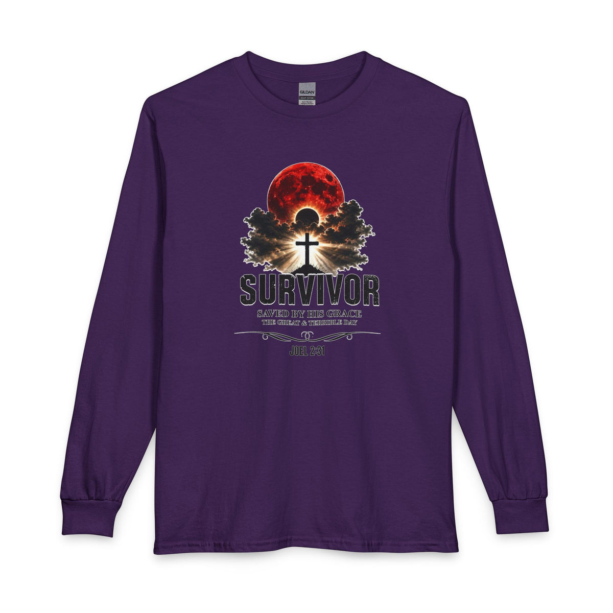 Survivor - Saved by His Grace (Joel 2:31) Christian Long Sleeve Shirt