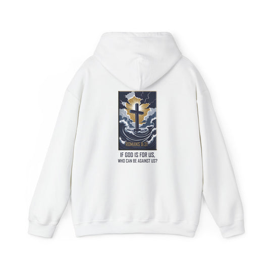 Declaring Your Destiny Blue & Gold logo/ Romans 8:31  Unisex Heavy Blend™ Hooded Sweatshirt
