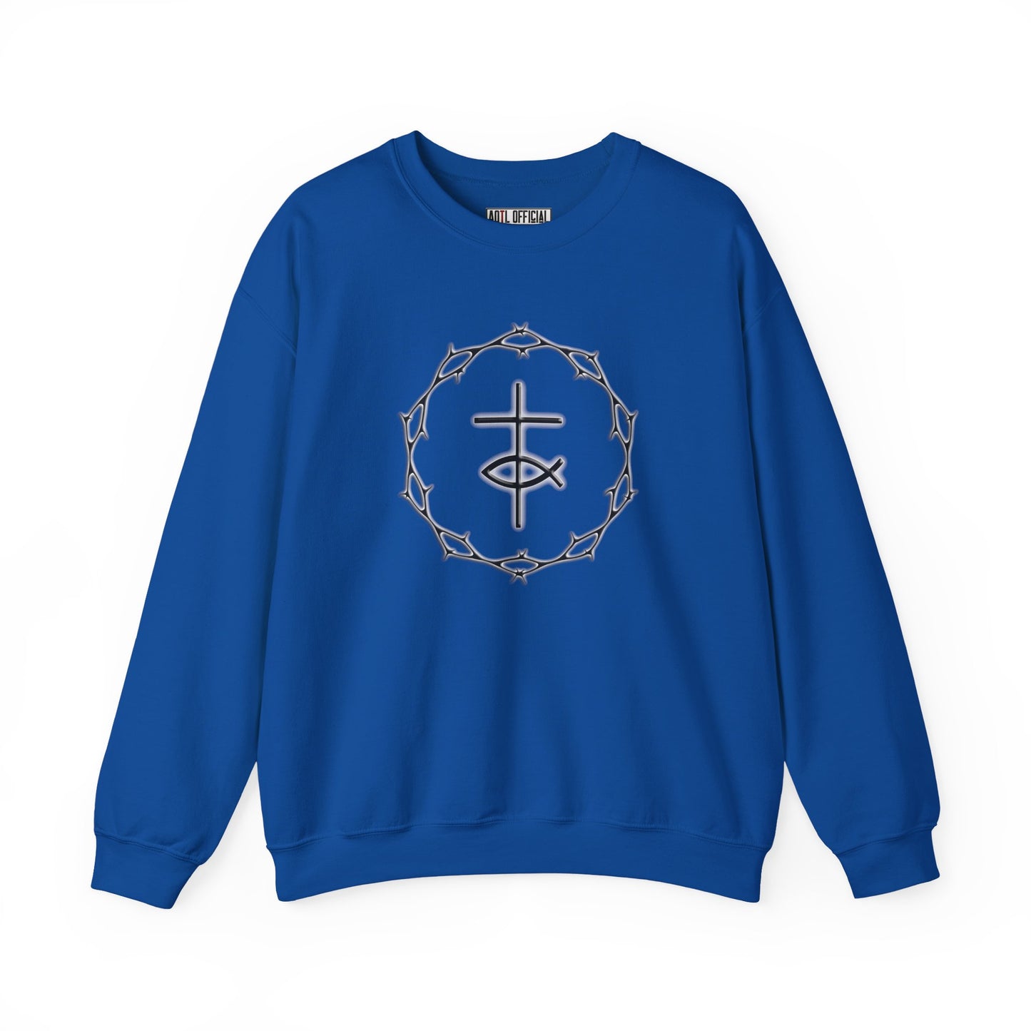 Circle of Thorns, Cross & Fish Unisex Heavy Blend™ Crewneck Sweatshirt