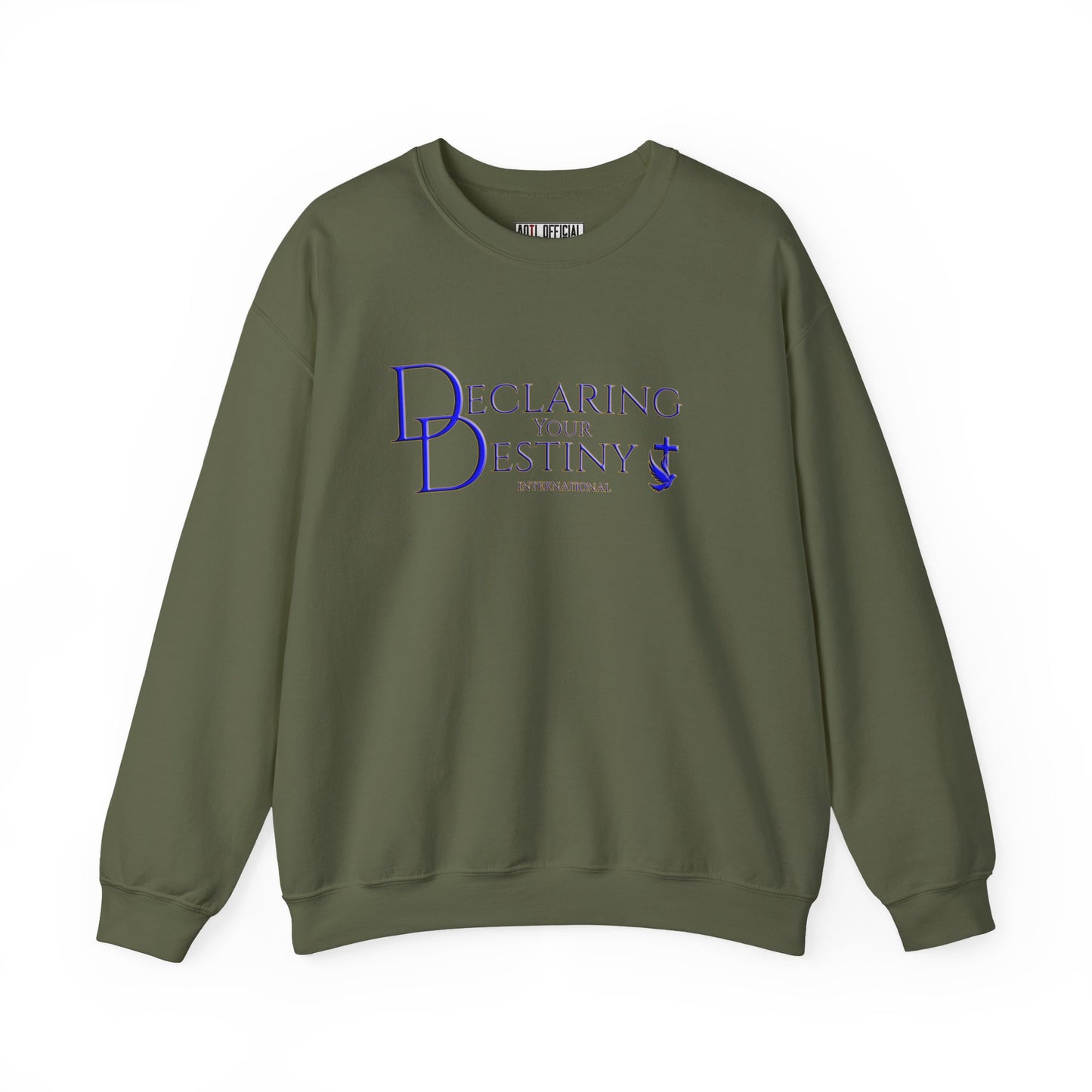 Declaring Your Destiny Blue & Gold Logo/ Philippians 4:13 Unisex Heavy Blend™ Crewneck Sweatshirt