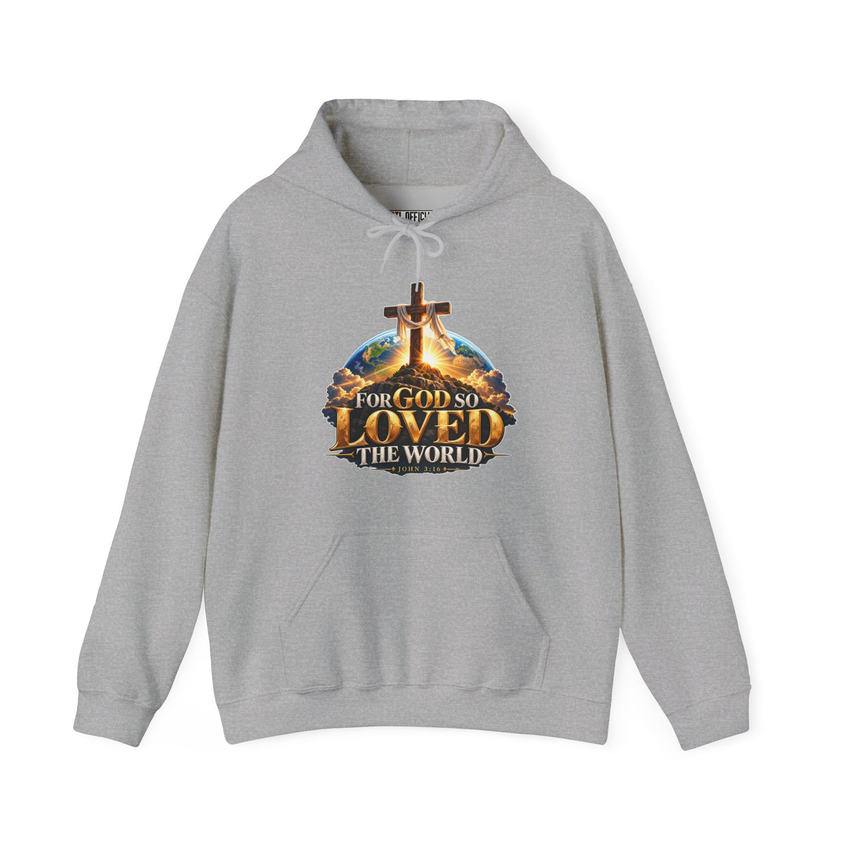 For God So Loved the World – John 3:16 Cross Design Christian Hoodie