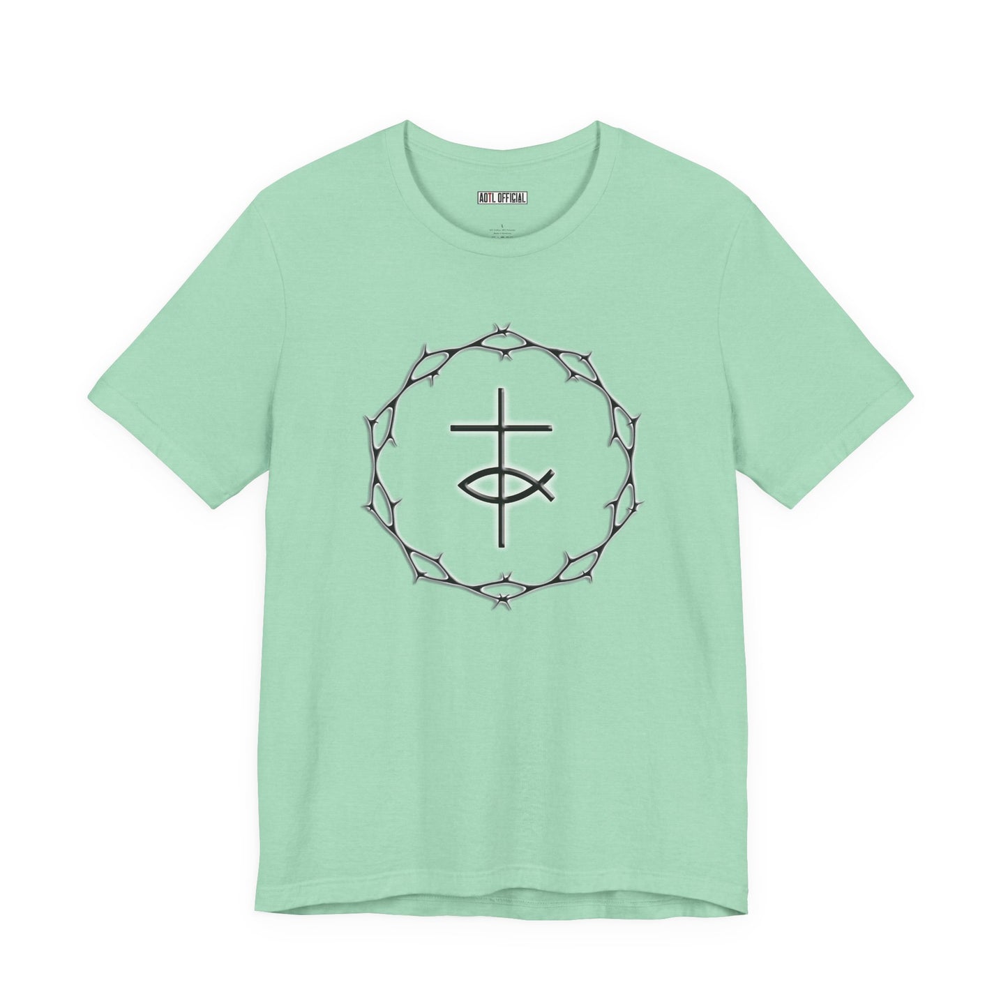 Circle of Thorns & Cross with Fish Unisex Jersey Short Sleeve Tee