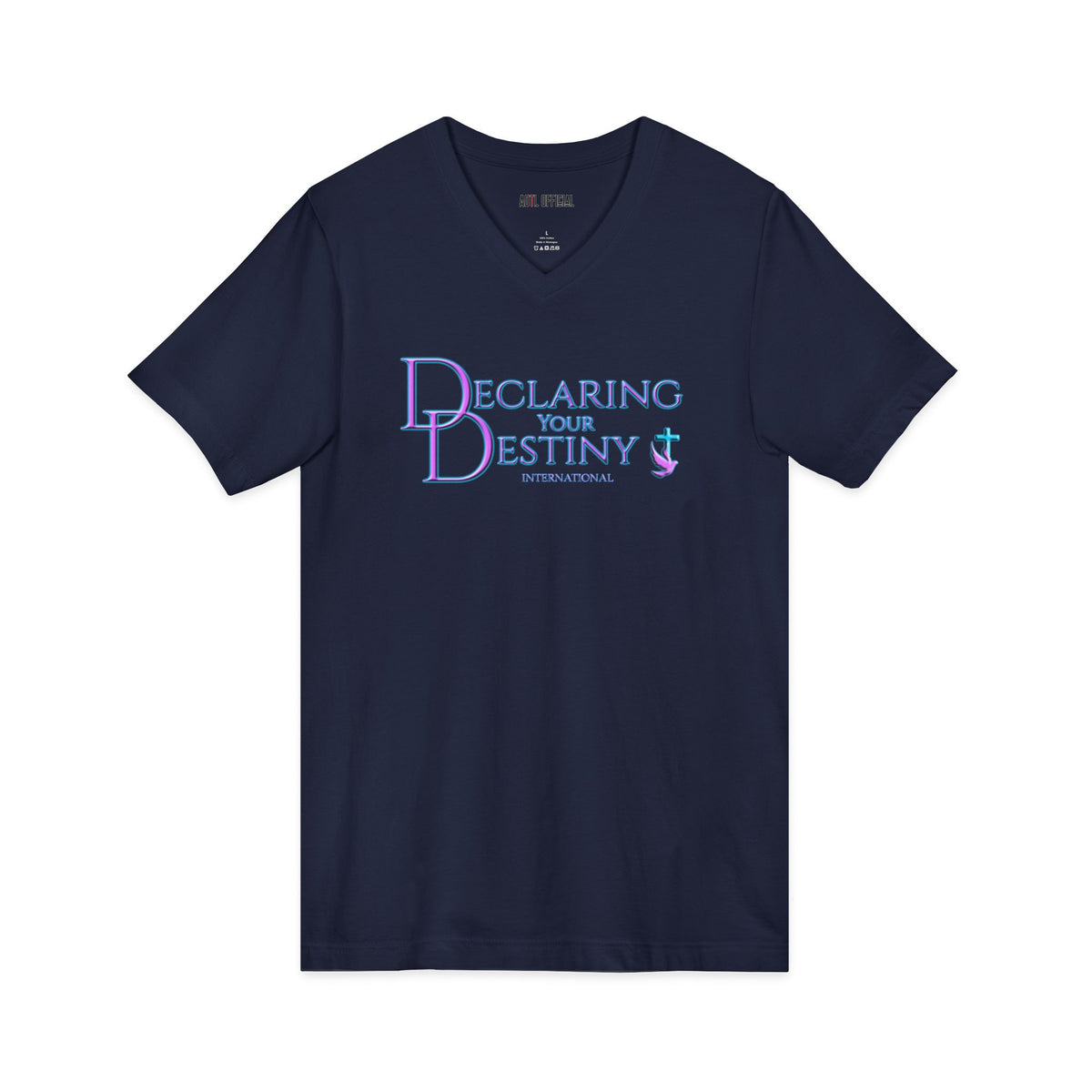 DYD logo in Lilac and Teal  V-Neck Tee