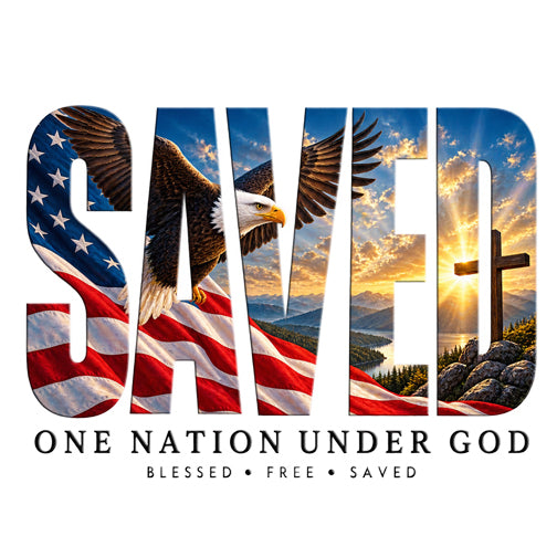 Saved-One Nation Under God Christian T-shirt