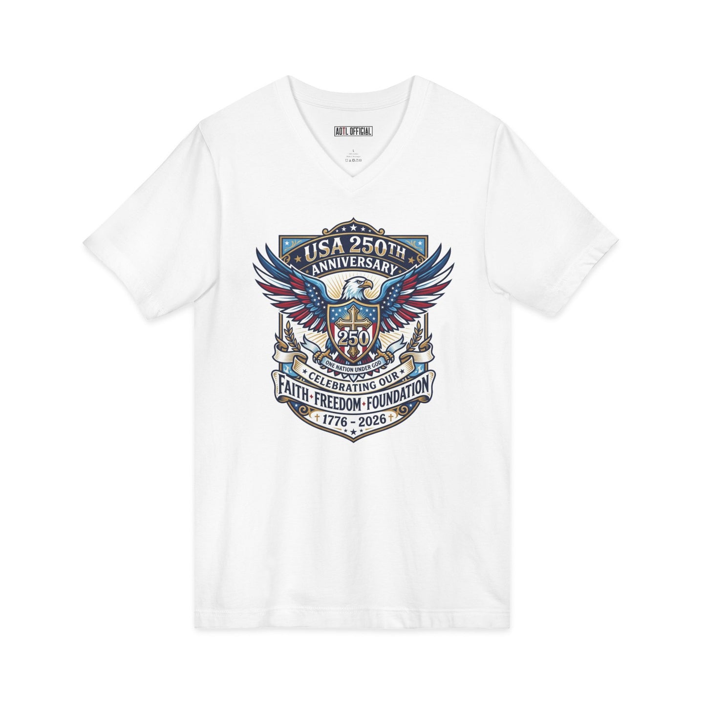 250 Years, One Nation under God  V-Neck Tee