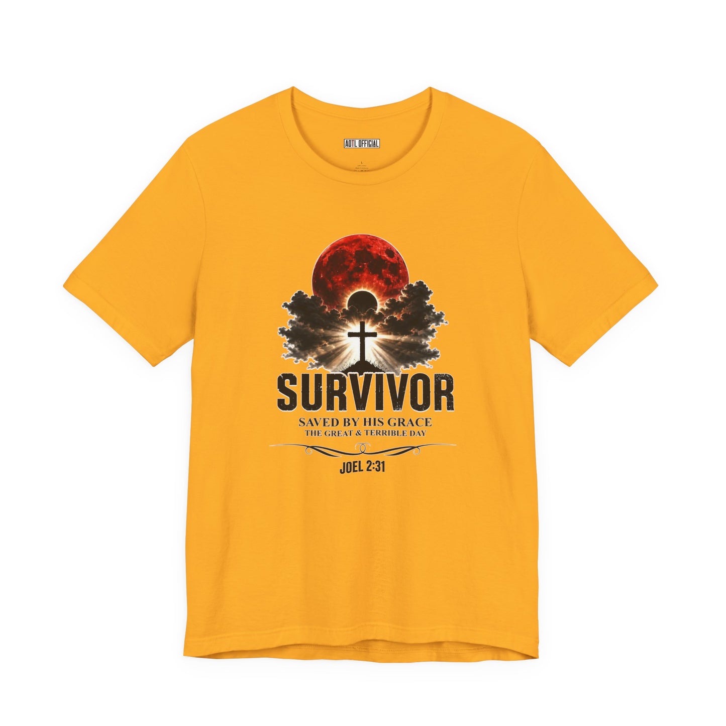 Survivor – Saved by His Grace (Joel 2:31) Unisex Short Sleeve Tee