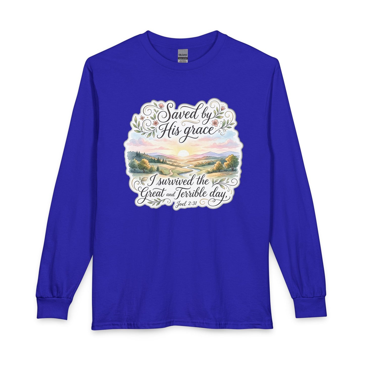 Grace Beyond the Horizon – I Survived the Great and Terrible Day (Joel 2:31) Christian Long Sleeve Shirt