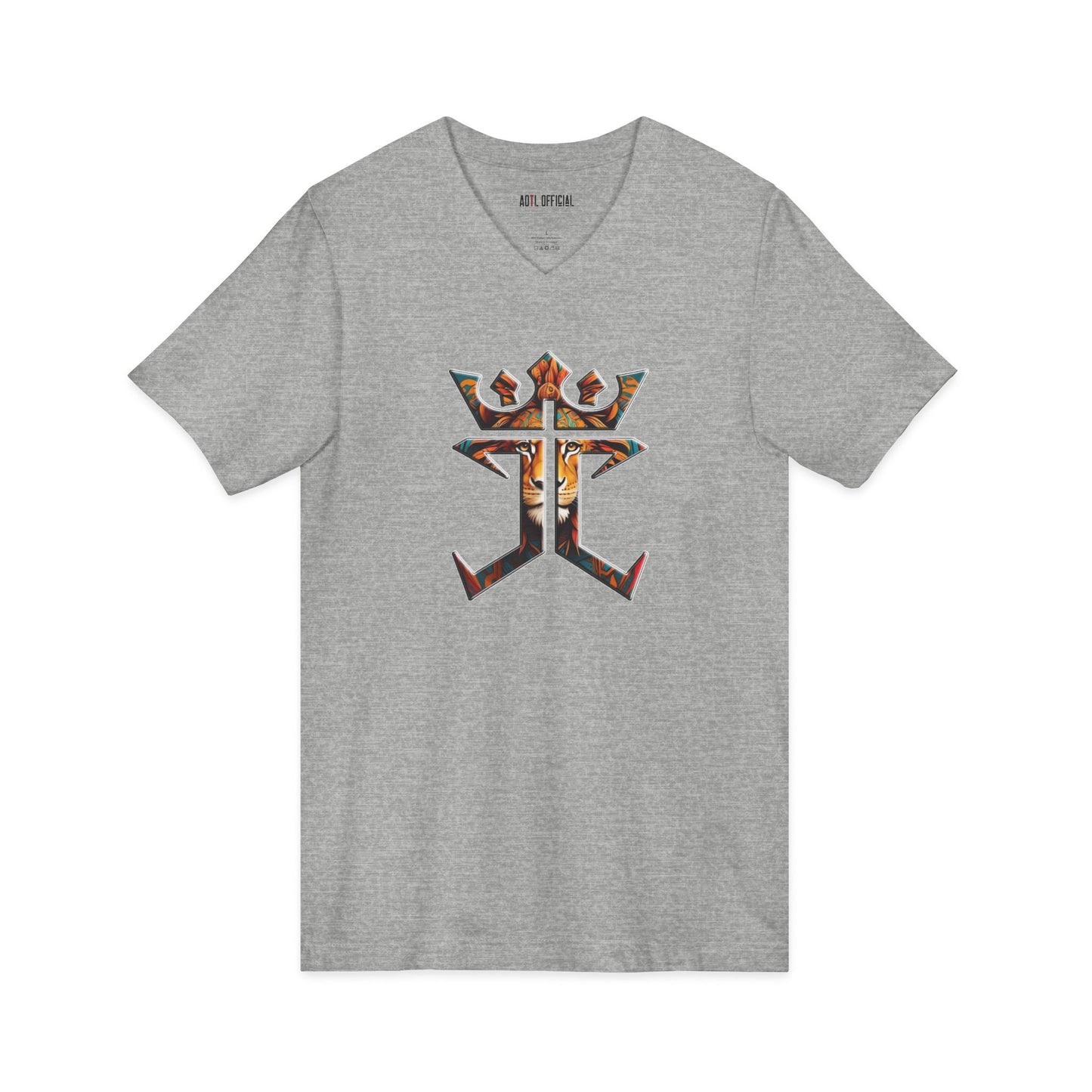 Lion of Judah Jesus Christ is King logo V-neck Tee