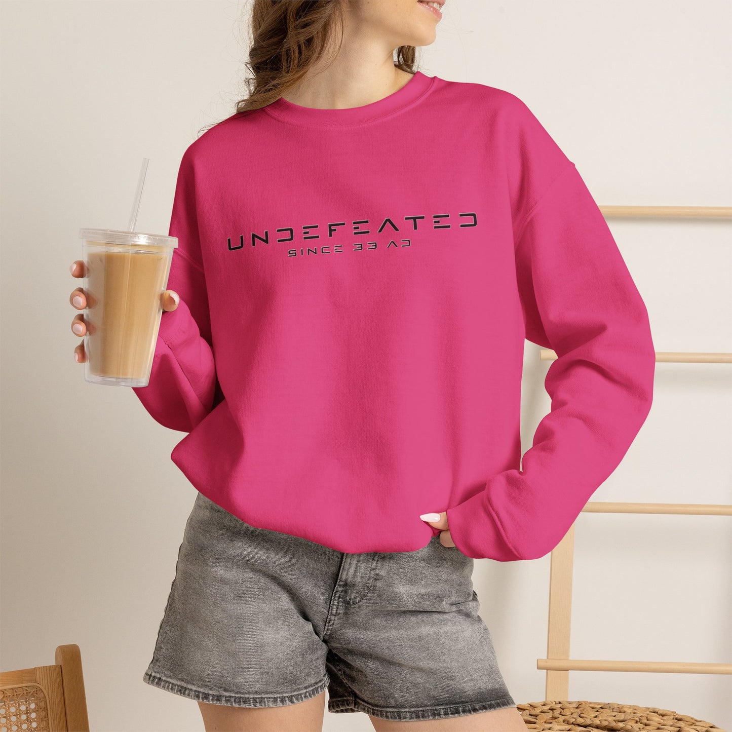 Undefeated Since 33 AD Modern Script Christian Sweatshirt