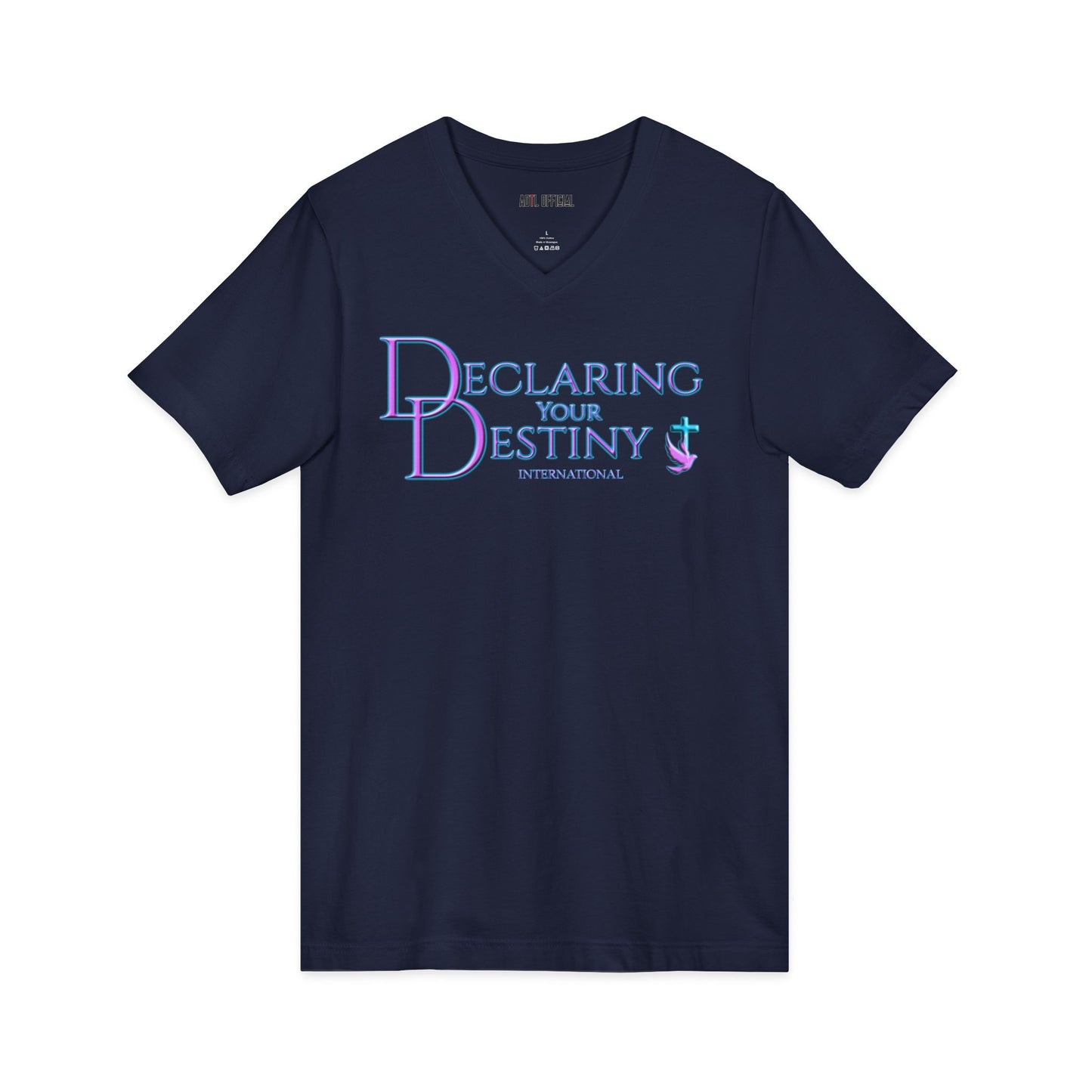 DYD logo in Lilac and Teal  V-Neck Tee