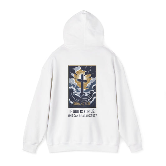 Declaring Your Destiny Blue & Gold logo/ Romans 8:31  Unisex Heavy Blend™ Hooded Sweatshirt