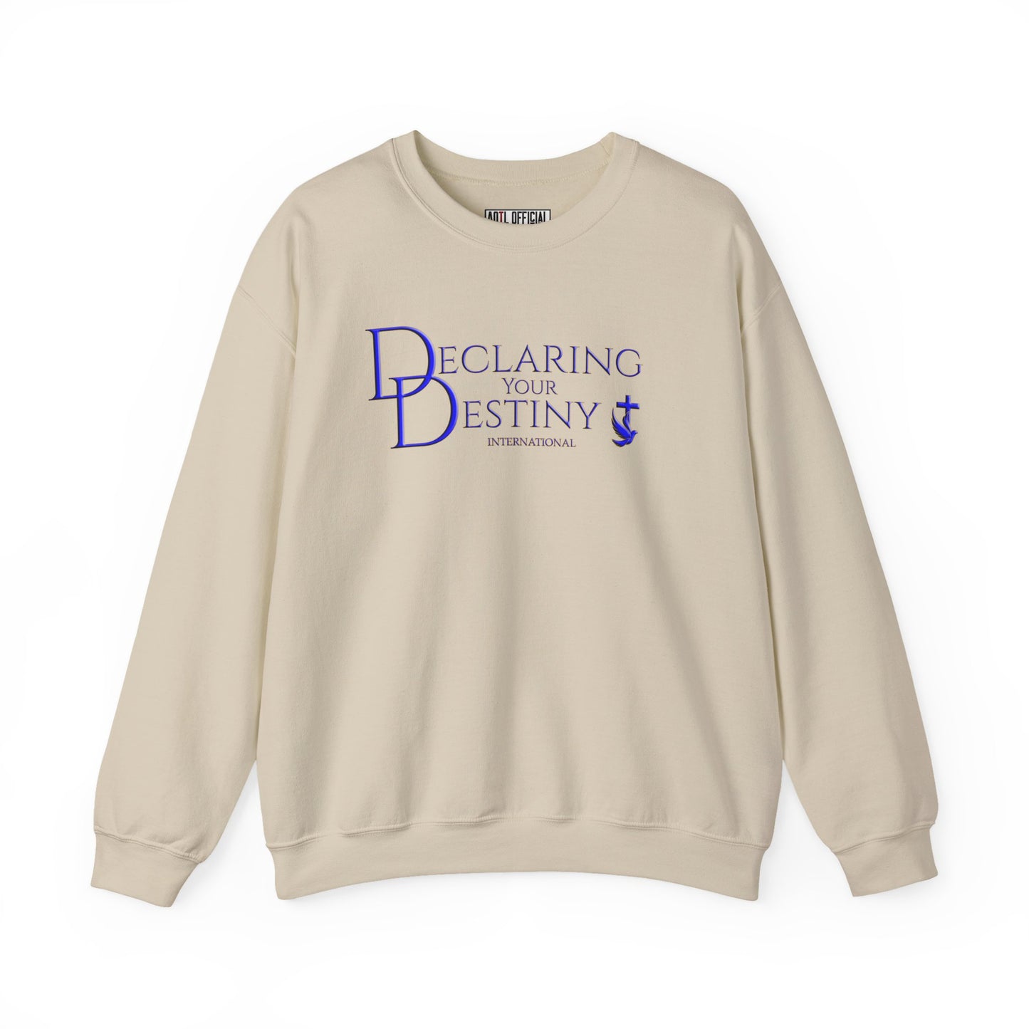 Declaring Your Destiny Blue & Gold Logo/ Romans 8:31 Unisex Heavy Blend™ Crewneck Sweatshirt