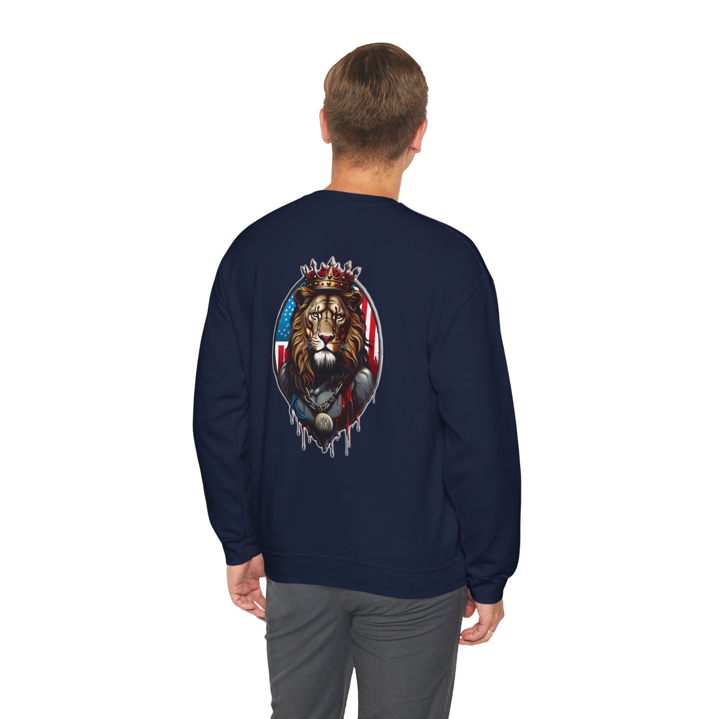 Declaring Your Destiny USA Logo/Royal Majesty Lion Of Judah  Unisex Heavy Blend™ Crewneck Sweatshirt