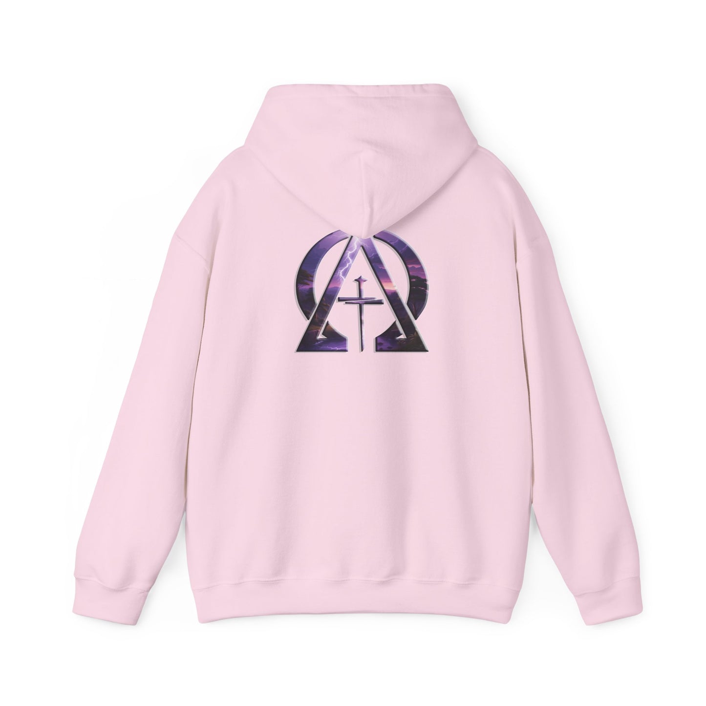 Declaring Your Destiny Purple-Teal logo/ Alpha 7 Omega Purple Lightning Unisex Heavy Blend™ Hooded Sweatshirt