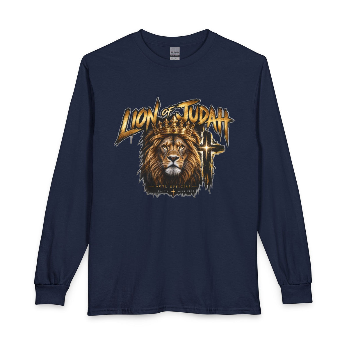 Lion of Judah — Faith Over Fear Christian Long Sleeve Shirt