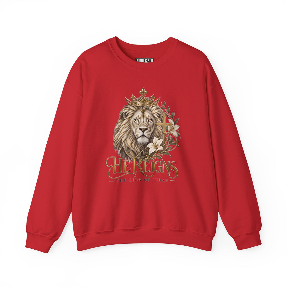 Lion of Judah — He Reigns Christian Sweatshirt