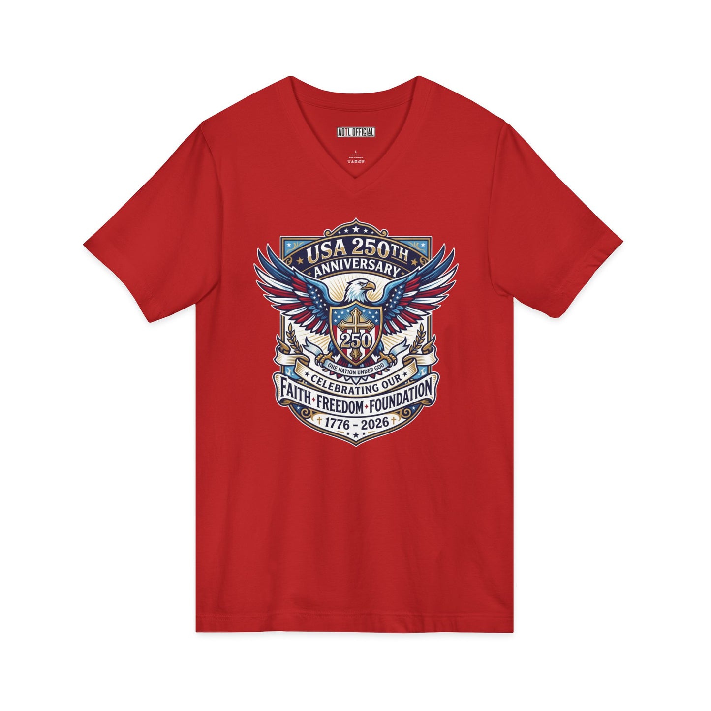 250 Years, One Nation under God  V-Neck Tee