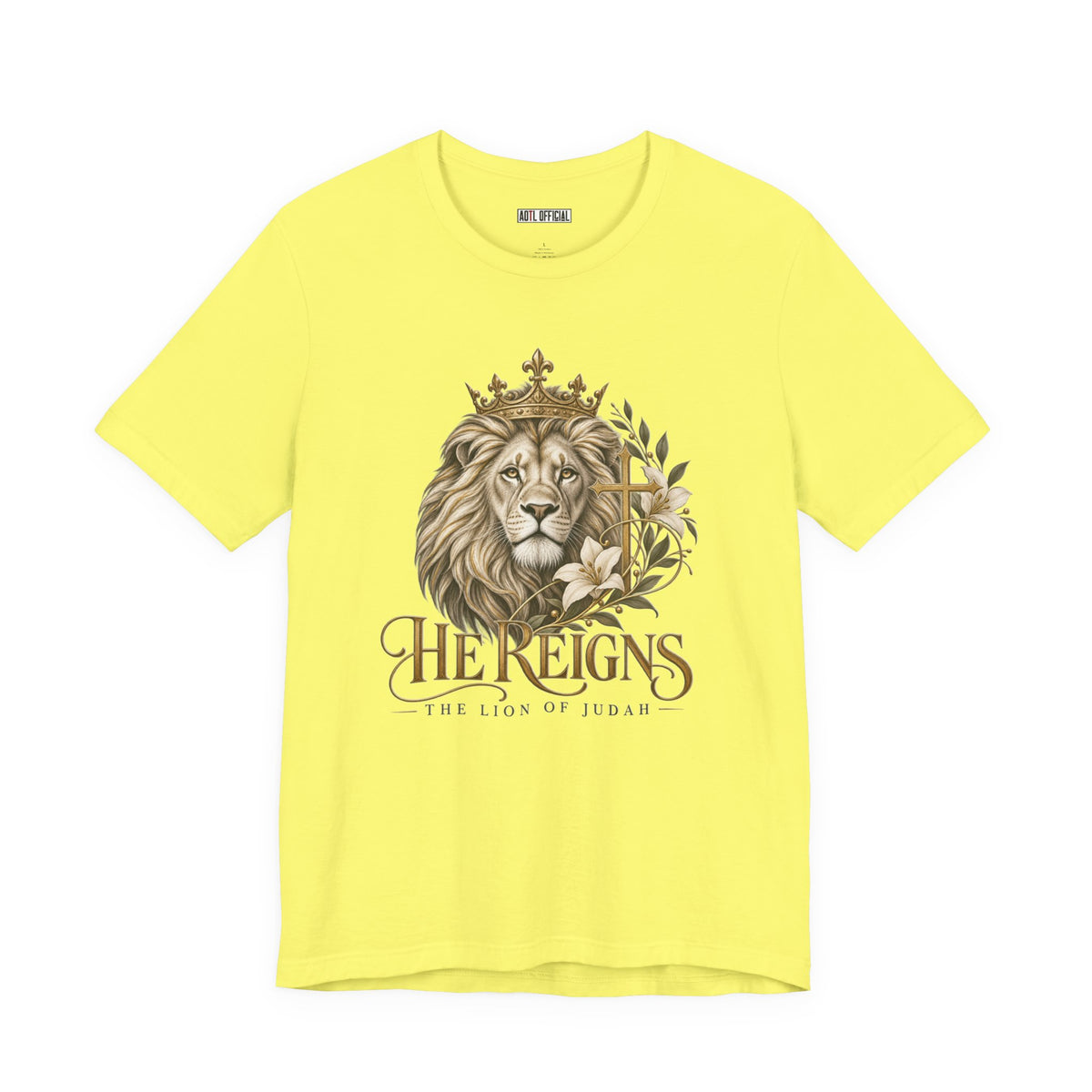 Lion of Judah — He Reigns Christian T-shirt