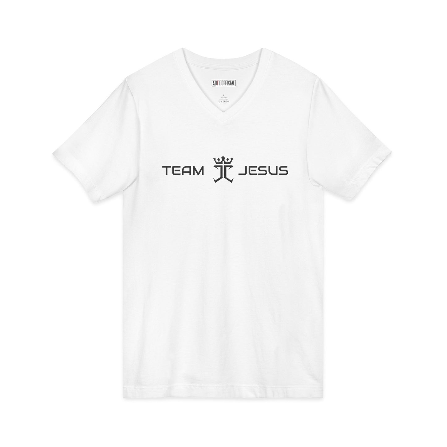 Team Jesus Christian V-neck t-shirt faith-inspired design

