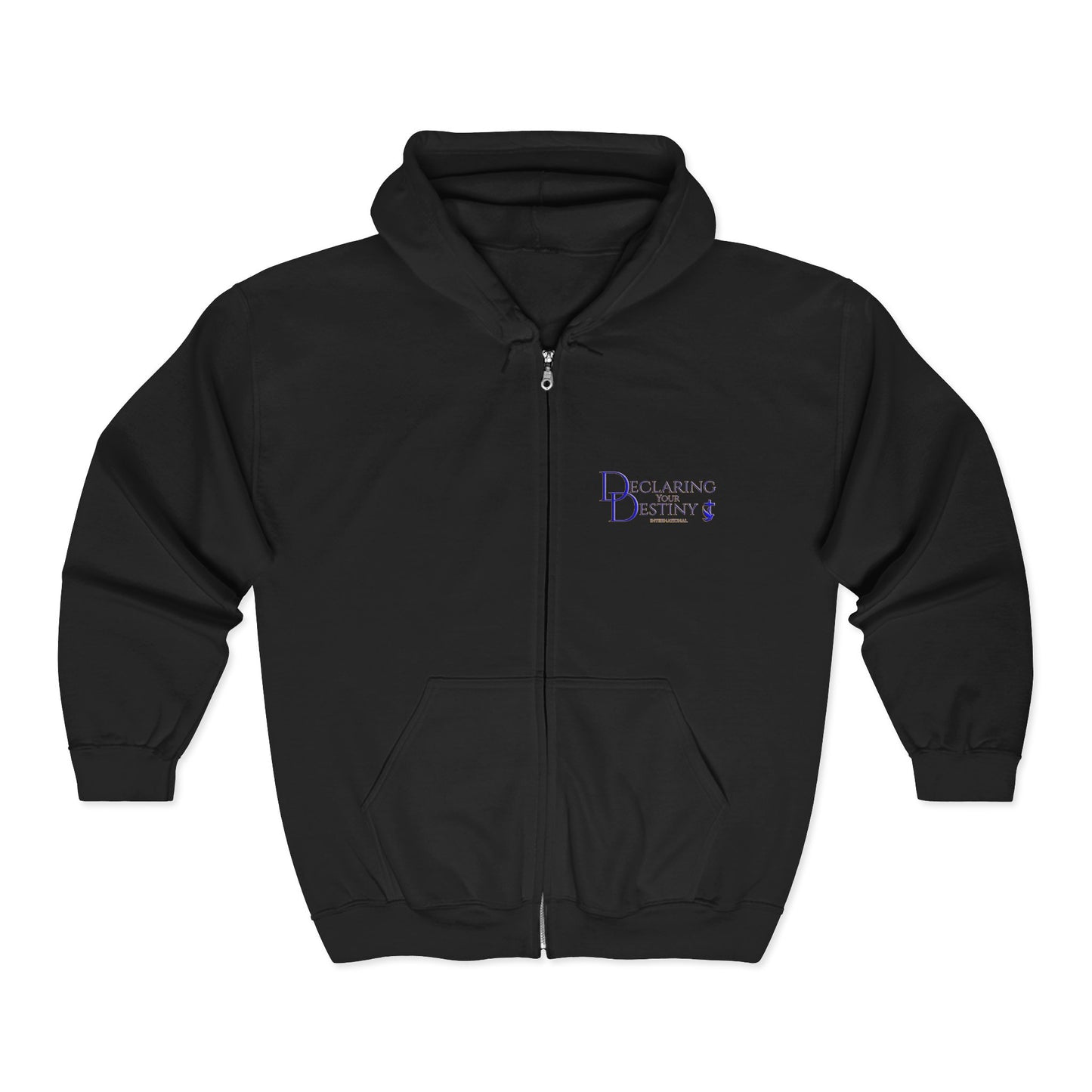 DYD  2 Sided Full-Zip Sweatshirt featuring the Blue and Gold DYD logo front, In Crowd logo on back