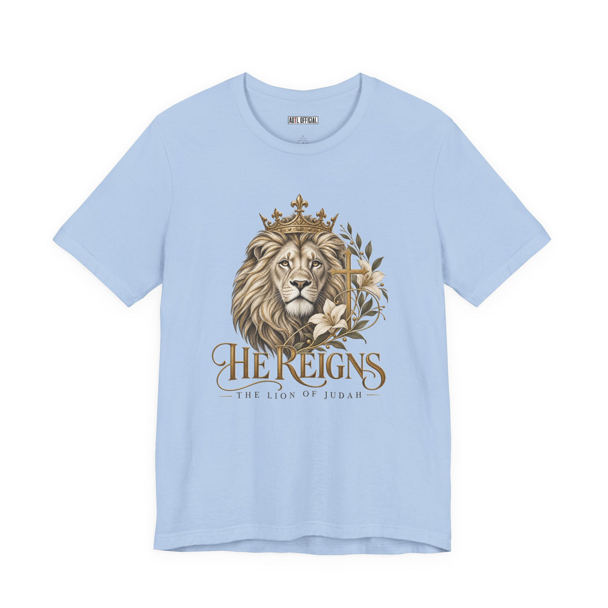 Lion of Judah — He Reigns Christian T-shirt