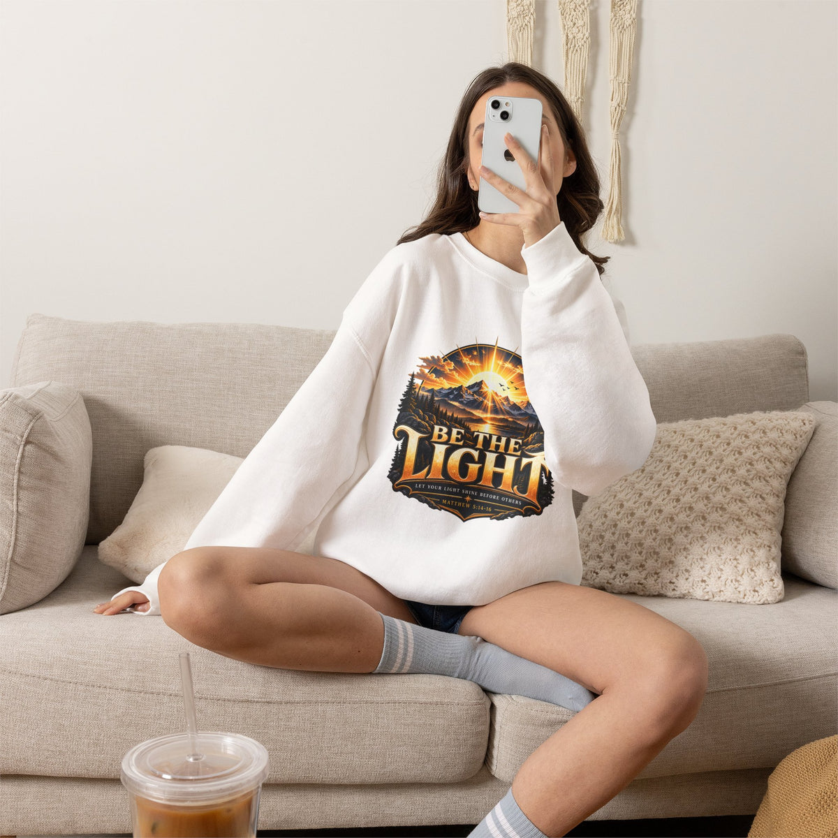 Be the Light – Matthew 5:14-16 Christian Mountain Design Christian  Sweatshirt
