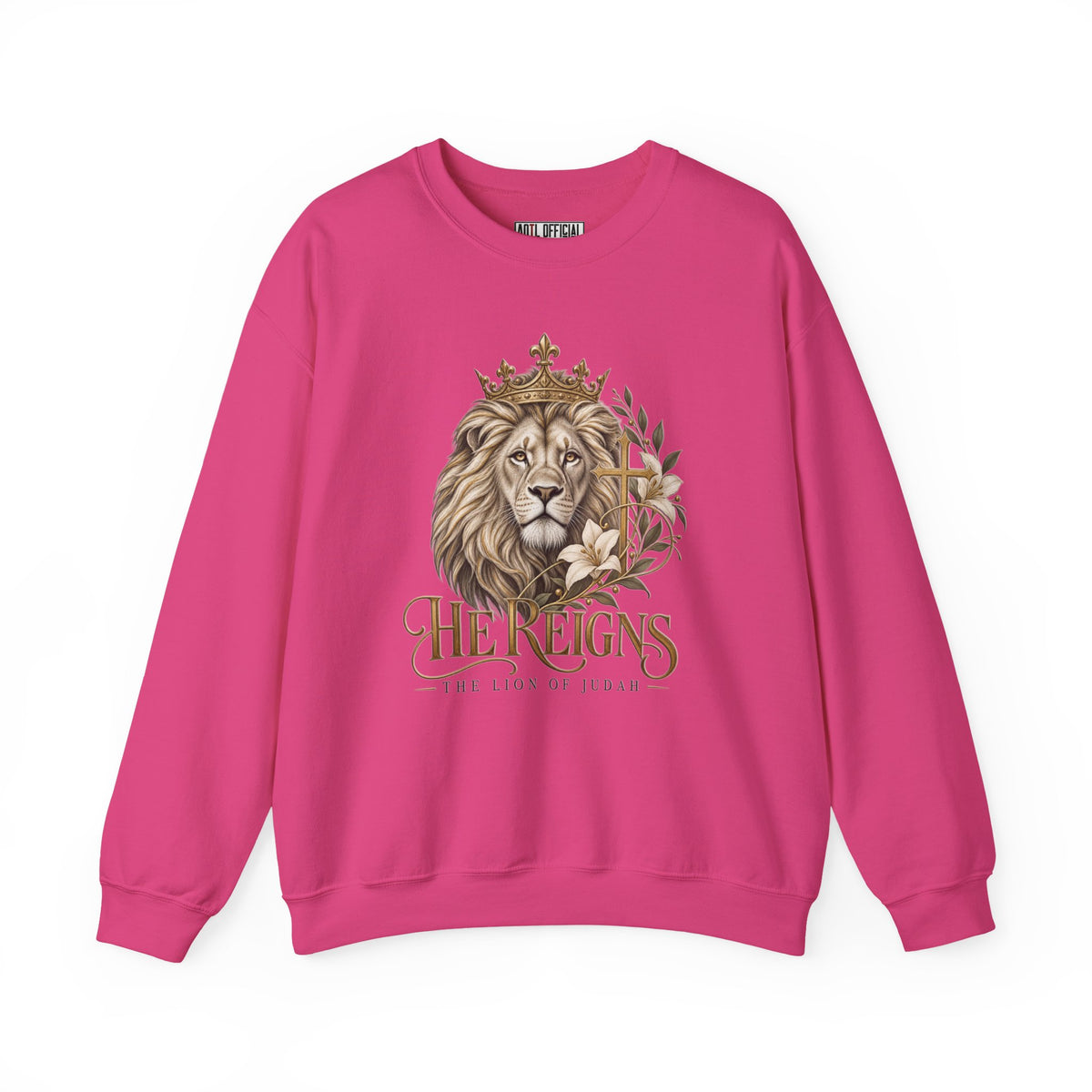 Lion of Judah — He Reigns Christian Sweatshirt