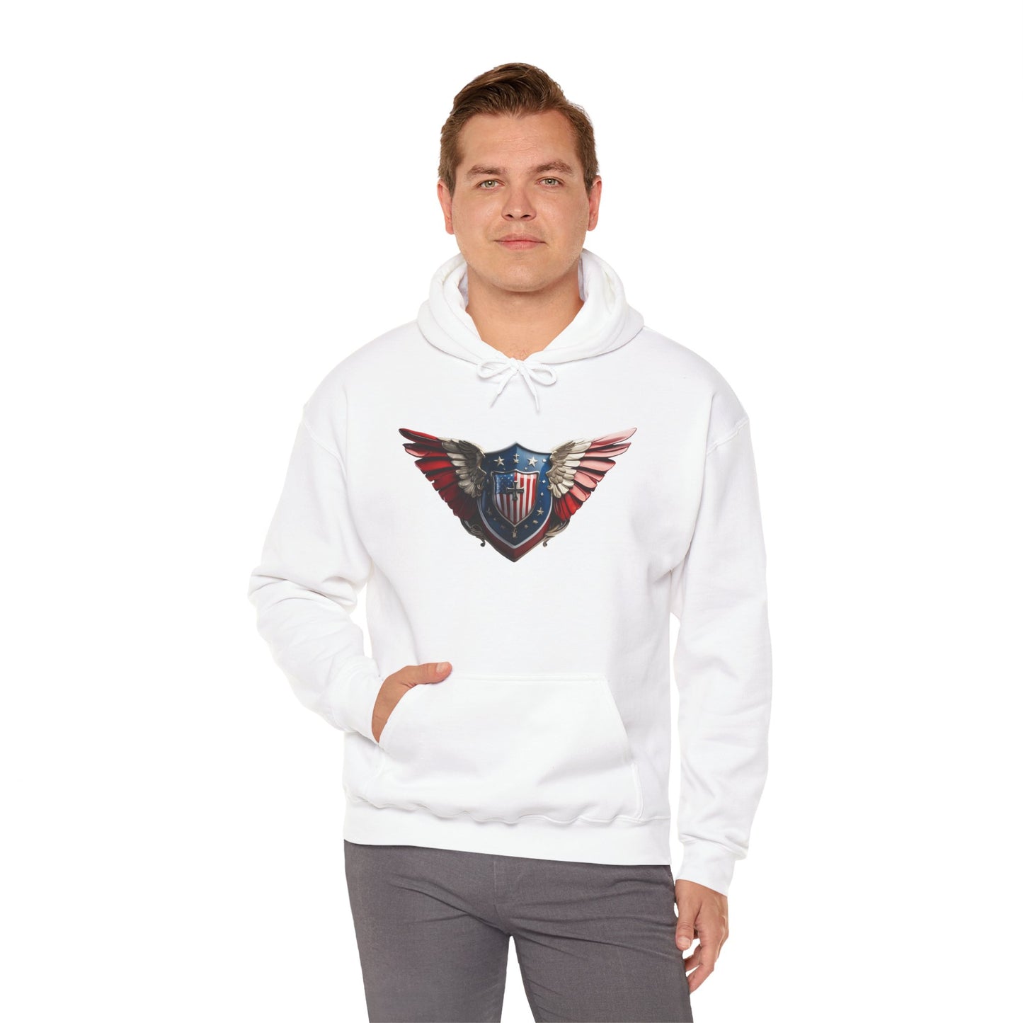 3D Winged Shield Unisex Heavy Blend™ Hooded Sweatshirt