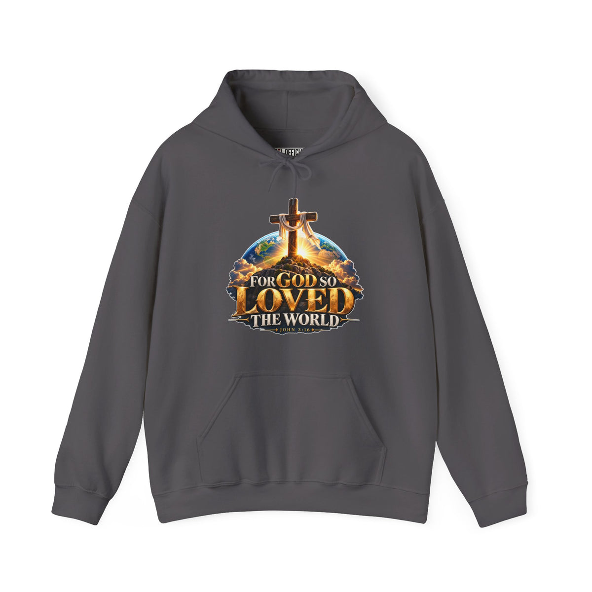 For God So Loved the World – John 3:16 Cross Design Christian Hoodie