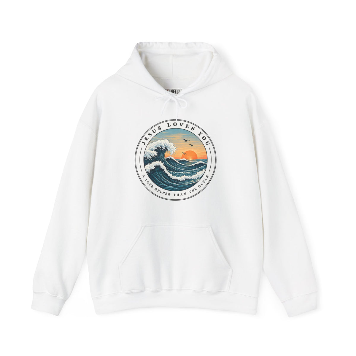 Shop the Jesus Loves You — A Love Deeper Than the Ocean Christian Hoodie. A peaceful reminder of the endless love of Jesus Christ. 