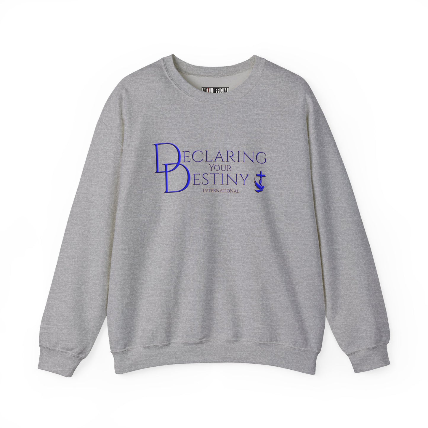 Declaring Your Destiny Blue & Gold Logo/ Philippians 4:13 Unisex Heavy Blend™ Crewneck Sweatshirt