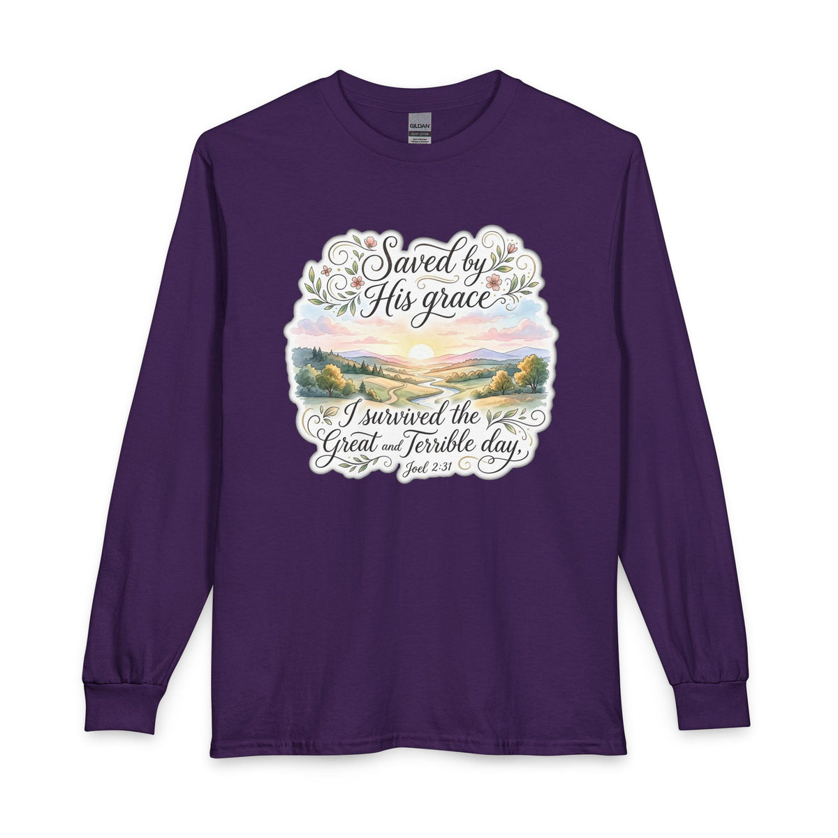 Grace Beyond the Horizon – I Survived the Great and Terrible Day (Joel 2:31) Christian Long Sleeve Shirt