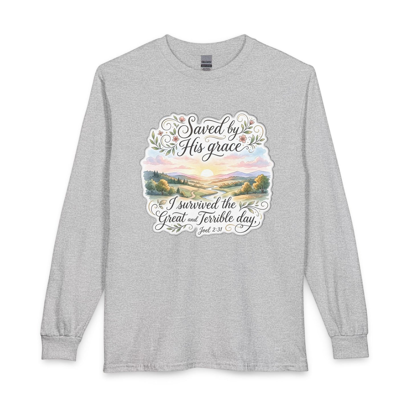 Grace Beyond the Horizon – I Survived the Great and Terrible Day (Joel 2:31) Christian Long Sleeve Shirt