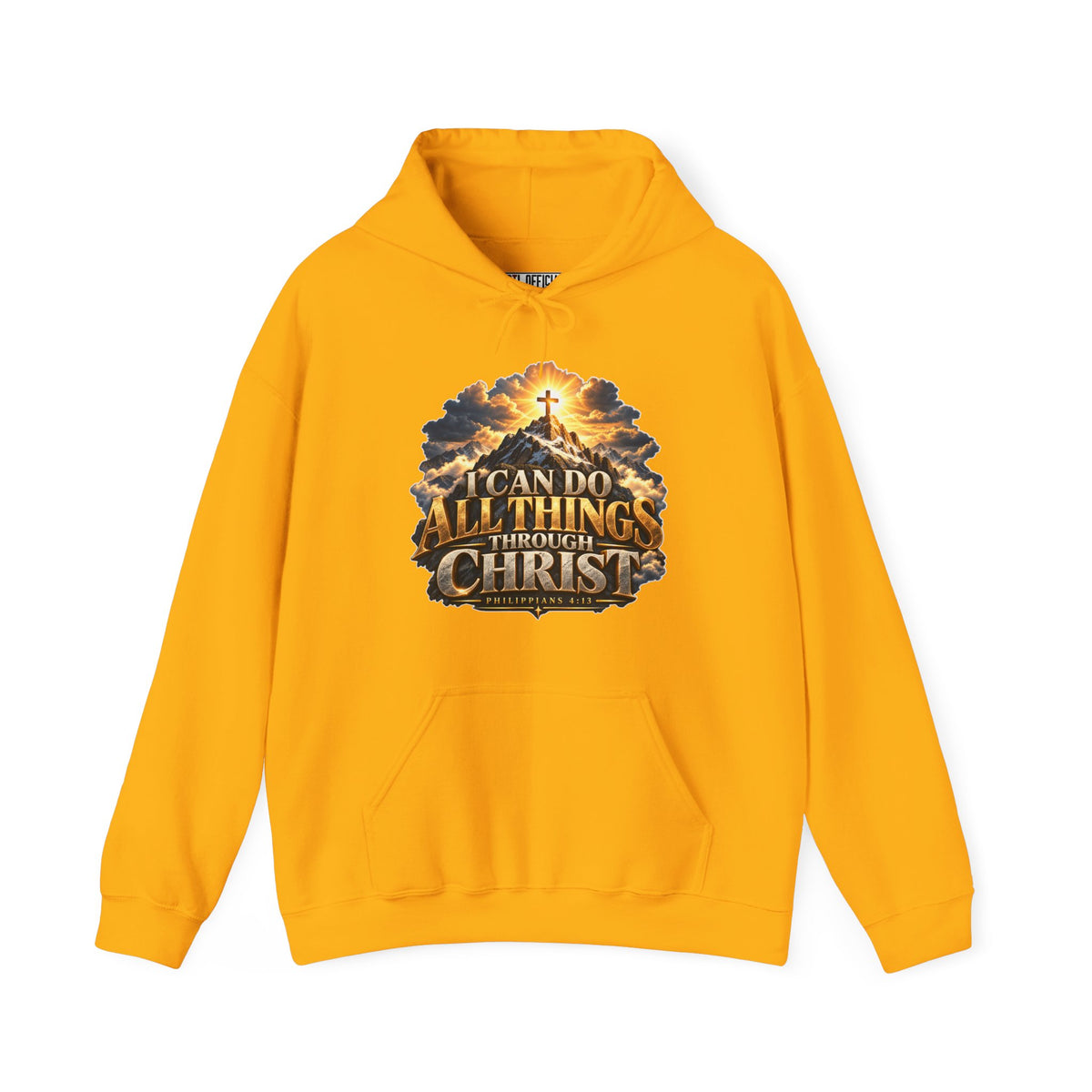 I Can Do All Things Through Christ – Philippians 4:13 Mountain Cross Design Christian Hoodie