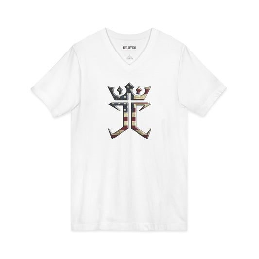 Jesus Christ Is King In The USA Vintage  V-Neck Tee