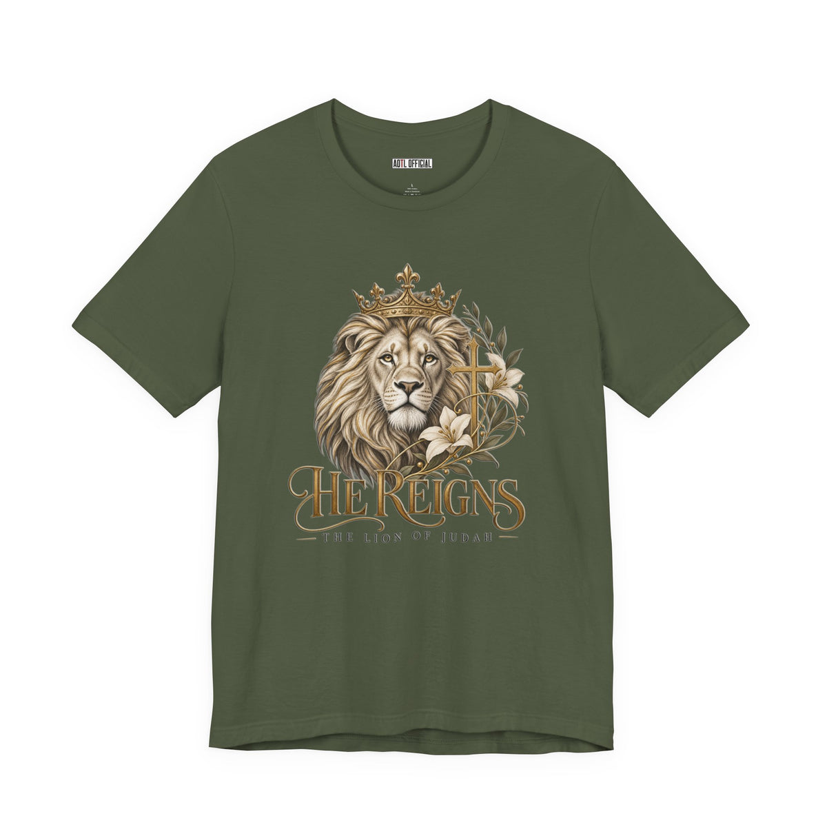Lion of Judah — He Reigns Christian T-shirt