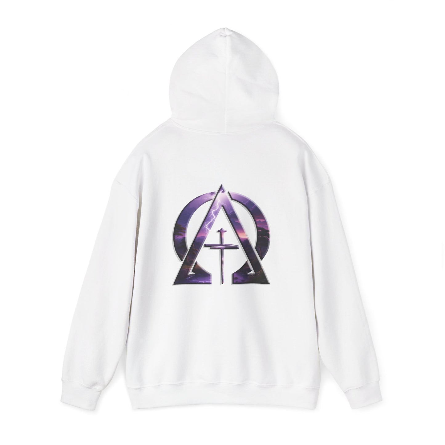 Declaring Your Destiny Purple-Teal logo/ Alpha & Omega Purple Lightning Unisex Heavy Blend™ Hooded Sweatshirt