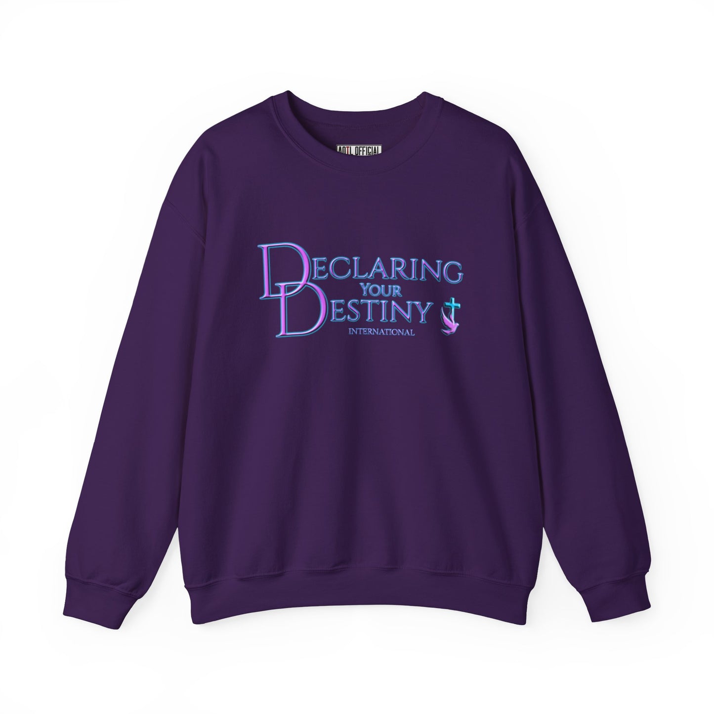 Declaring Your Destiny Purple & Teal logo/ 2 Corinthians 5:7 Unisex Heavy Blend™ Crewneck Sweatshirt