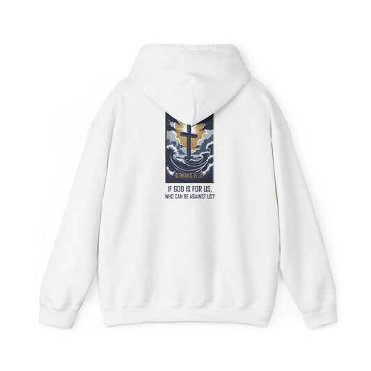 Declaring Your Destiny Blue & Gold logo/ Romans 8:31  Unisex Heavy Blend™ Hooded Sweatshirt
