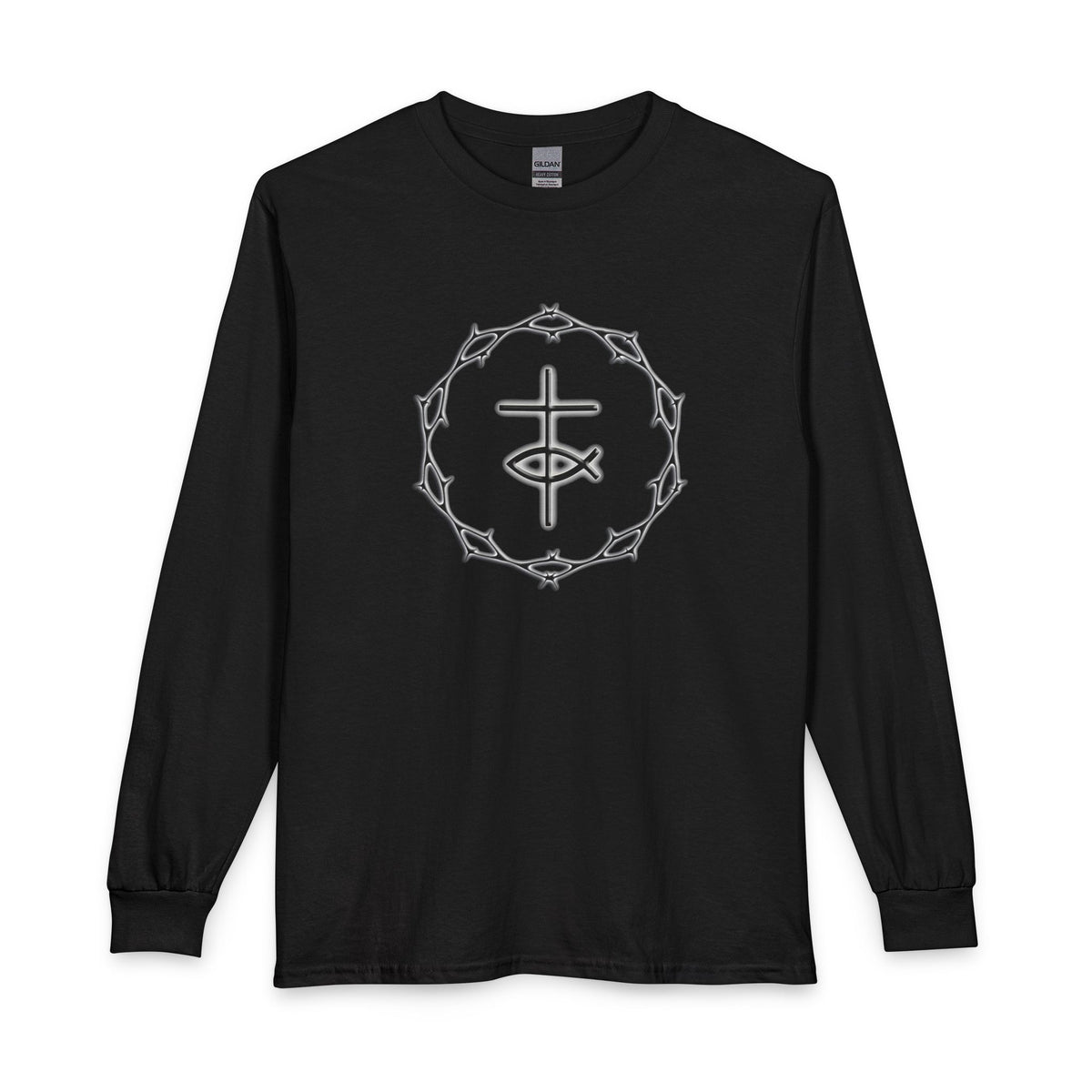 Circle of Thorns & Cross Christian Long Sleeve Shirt